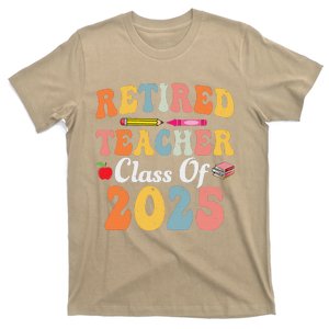 Retired Teacher Class Of 2025 Retro Groovy Teacher T-Shirt