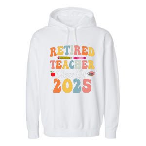 Retired Teacher Class Of 2025 Retro Groovy Teacher Garment-Dyed Fleece Hoodie