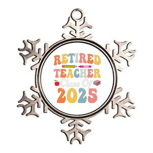 Retired Teacher Class Of 2025 Retro Groovy Teacher Metallic Star Ornament