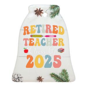 Retired Teacher Class Of 2025 Retro Groovy Teacher Ceramic Bell Ornament