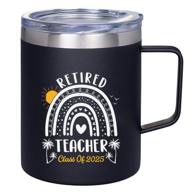 Retired Teacher Class Of 2025 Rainbow Teachers Retirement 12oz Stainless Steel Coffee Mug
