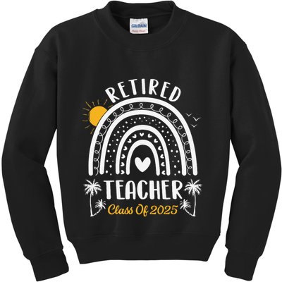 Retired Teacher Class Of 2025 Rainbow Teachers Retirement Kids Sweatshirt