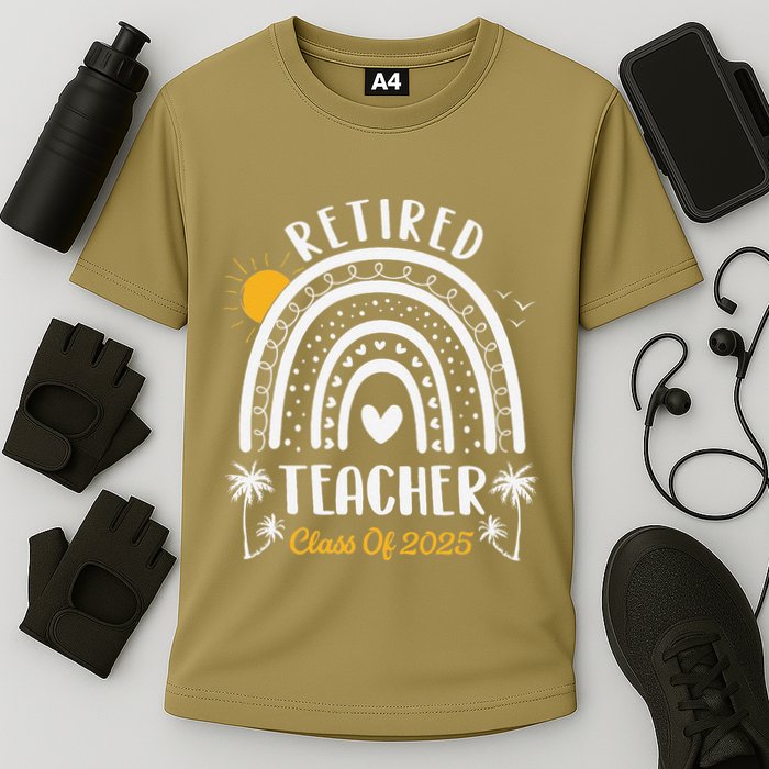 Retired Teacher Class Of 2025 Rainbow Teachers Retirement Cooling Performance Crew T-Shirt
