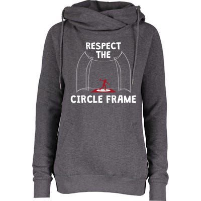 Respect The Circle Frame Discus Throwing Gift Womens Funnel Neck Pullover Hood