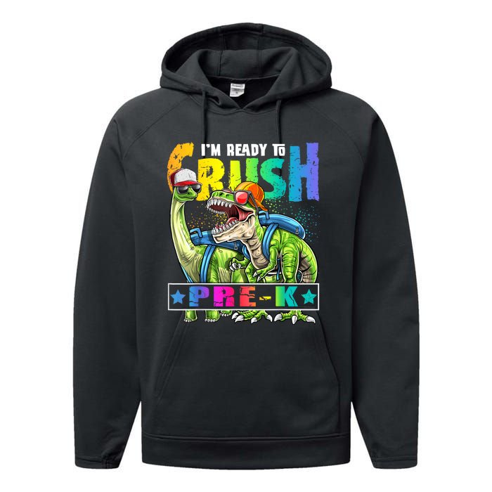 Ready To Crush PreK Dinosaur Backpack Back To School Boy Performance Fleece Hoodie