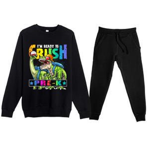 Ready To Crush PreK Dinosaur Backpack Back To School Boy Premium Crewneck Sweatsuit Set