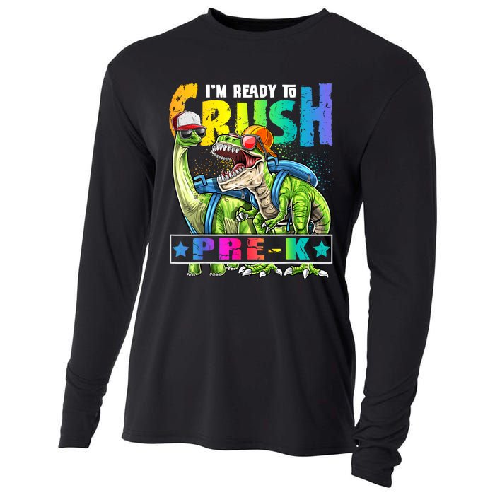 Ready To Crush PreK Dinosaur Backpack Back To School Boy Cooling Performance Long Sleeve Crew