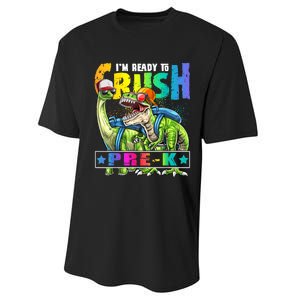 Ready To Crush PreK Dinosaur Backpack Back To School Boy Performance Sprint T-Shirt