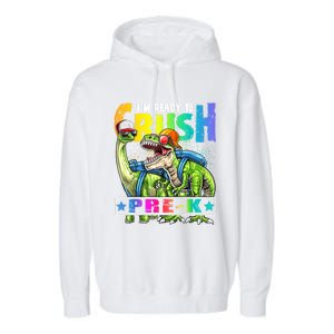 Ready To Crush PreK Dinosaur Backpack Back To School Boy Garment-Dyed Fleece Hoodie