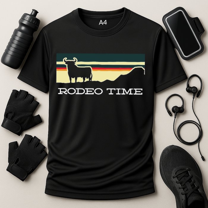 Rodeo Time Cowboy Wild West Cow Horseman Ranch Lasso Boots Cooling Performance Crew T-Shirt