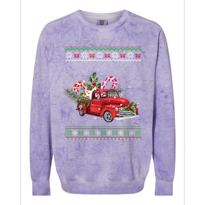 Red Truck Christmas Tree Ugly Matching Family Pajama Funny Gift Colorblast Crewneck Sweatshirt