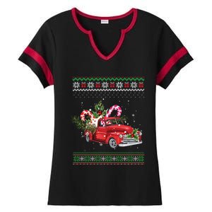 Red Truck Christmas Tree Ugly Matching Family Pajama Funny Gift Ladies Halftime Notch Neck Tee