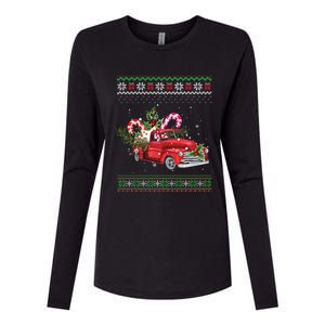 Red Truck Christmas Tree Ugly Matching Family Pajama Funny Gift Womens Cotton Relaxed Long Sleeve T-Shirt