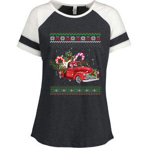 Red Truck Christmas Tree Ugly Matching Family Pajama Funny Gift Enza Ladies Jersey Colorblock Tee