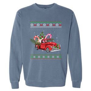 Red Truck Christmas Tree Ugly Matching Family Pajama Funny Gift Garment-Dyed Sweatshirt