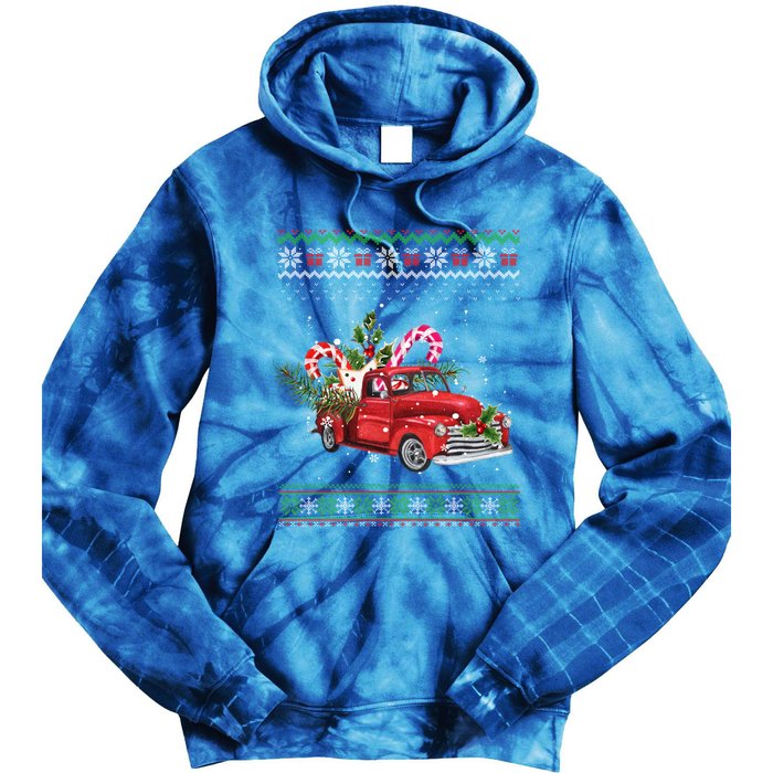 Red Truck Christmas Tree Ugly Matching Family Pajama Funny Gift Tie Dye Hoodie