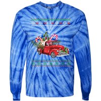 Red Truck Christmas Tree Ugly Matching Family Pajama Funny Gift Tie-Dye Long Sleeve Shirt