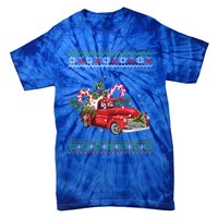 Red Truck Christmas Tree Ugly Matching Family Pajama Funny Gift Tie-Dye T-Shirt