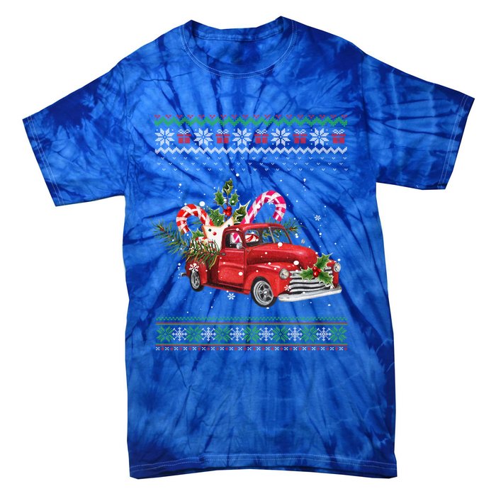 Red Truck Christmas Tree Ugly Matching Family Pajama Funny Gift Tie-Dye T-Shirt