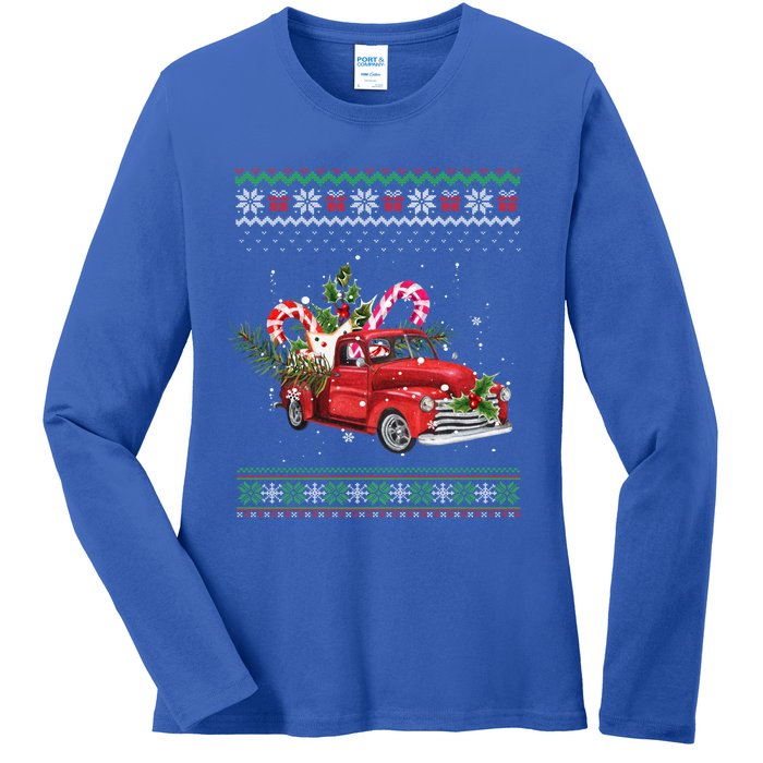 Red Truck Christmas Tree Ugly Matching Family Pajama Funny Gift Ladies Long Sleeve Shirt