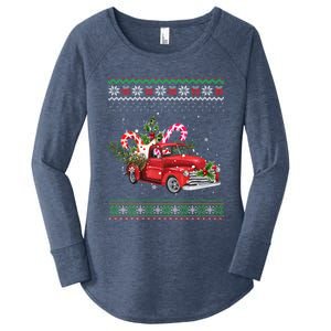 Red Truck Christmas Tree Ugly Matching Family Pajama Funny Gift Women's Perfect Tri Tunic Long Sleeve Shirt