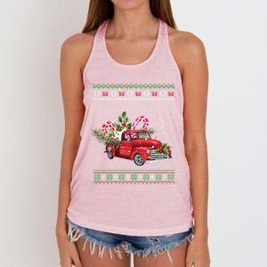 Red Truck Christmas Tree Ugly Matching Family Pajama Funny Gift Women's Knotted Racerback Tank