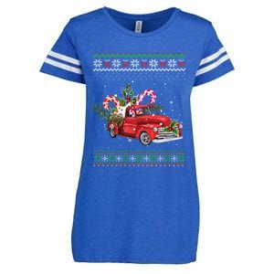 Red Truck Christmas Tree Ugly Matching Family Pajama Funny Gift Enza Ladies Jersey Football T-Shirt