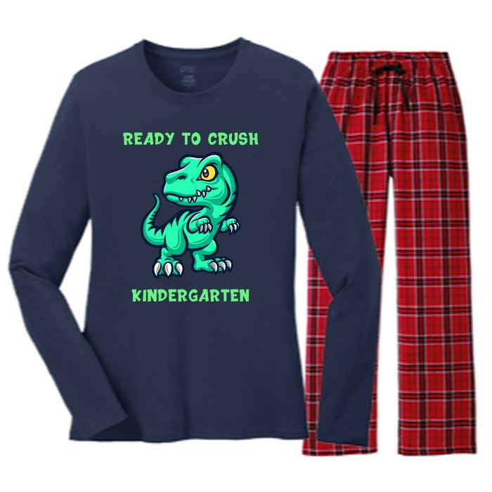 Ready To Crush Kindergarten Back To School Women's Long Sleeve Flannel Pajama Set 