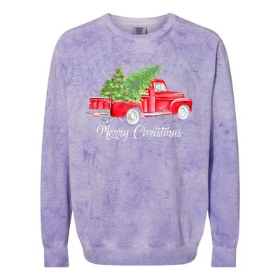 Red Truck Christmas Funny Merry Christmas Yall Women Colorblast Crewneck Sweatshirt