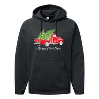 Red Truck Christmas Funny Merry Christmas Yall Women Performance Fleece Hoodie