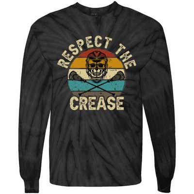 Respect The Crease Lacrosse Goalie Woman Men Tie-Dye Long Sleeve Shirt