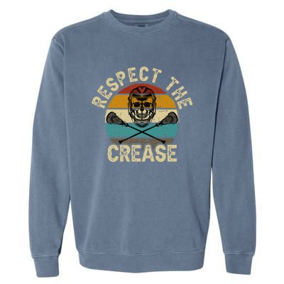 Respect The Crease Lacrosse Goalie Woman Men Garment-Dyed Sweatshirt