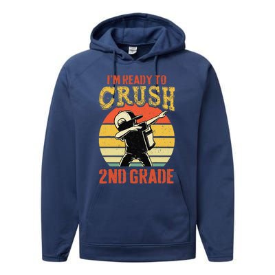 Ready To Crush Second Grade Back To School Dabbing Boy Performance Fleece Hoodie