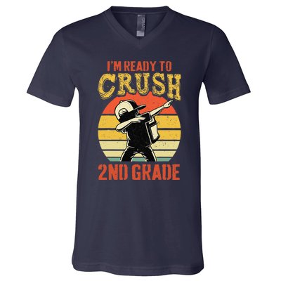 Ready To Crush Second Grade Back To School Dabbing Boy V-Neck T-Shirt