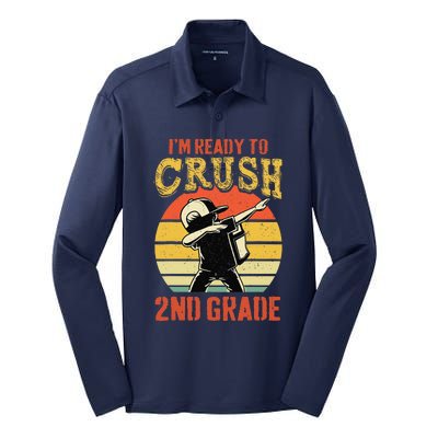 Ready To Crush Second Grade Back To School Dabbing Boy Silk Touch Performance Long Sleeve Polo