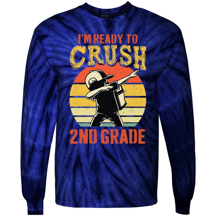 Ready To Crush Second Grade Back To School Dabbing Boy Tie-Dye Long Sleeve Shirt