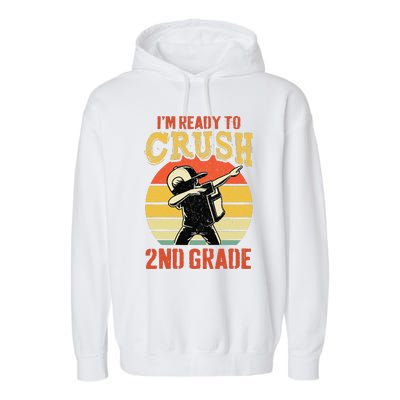 Ready To Crush Second Grade Back To School Dabbing Boy Garment-Dyed Fleece Hoodie