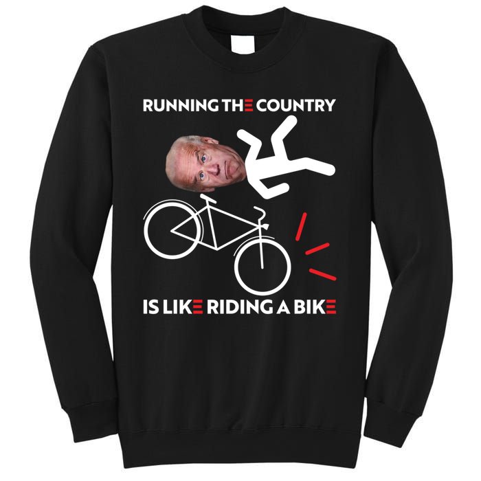 Running The Country Is Like Riding A Bike Funny Biden Meme Sweatshirt