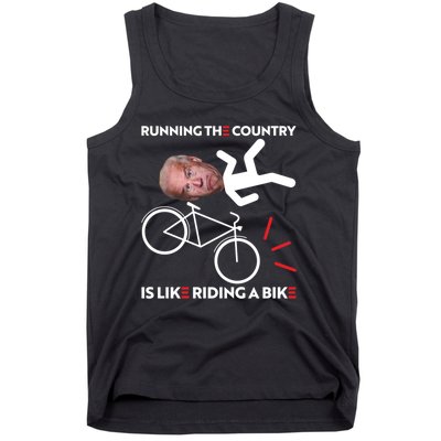 Running The Country Is Like Riding A Bike Funny Biden Meme Tank Top