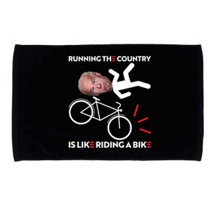 Running The Country Is Like Riding A Bike Funny Biden Meme Microfiber Hand Towel