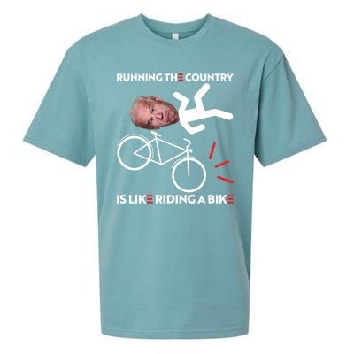 Running The Country Is Like Riding A Bike Funny Biden Meme Sueded Cloud Jersey T-Shirt