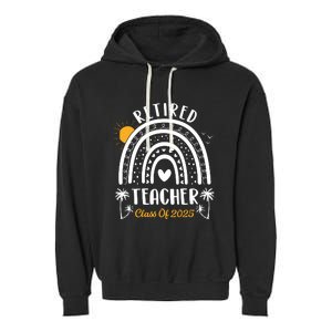 Retired Teacher Class Of 2025 Rainbow Teachers Retirement Garment-Dyed Fleece Hoodie