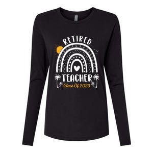 Retired Teacher Class Of 2025 Rainbow Teachers Retirement Womens Cotton Relaxed Long Sleeve T-Shirt