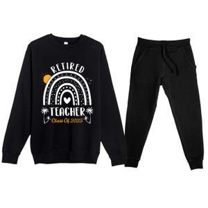 Retired Teacher Class Of 2025 Rainbow Teachers Retirement Premium Crewneck Sweatsuit Set