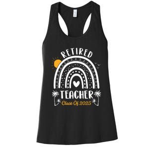 Retired Teacher Class Of 2025 Rainbow Teachers Retirement Women's Racerback Tank