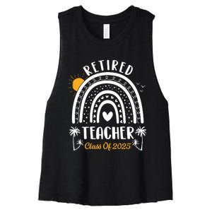 Retired Teacher Class Of 2025 Rainbow Teachers Retirement Women's Racerback Cropped Tank