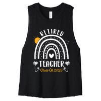 Retired Teacher Class Of 2025 Rainbow Teachers Retirement Women's Racerback Cropped Tank