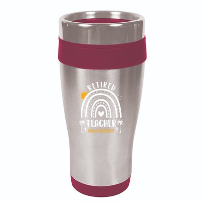 Retired Teacher Class Of 2025 Rainbow Teachers Retirement 16oz Travel Tumbler