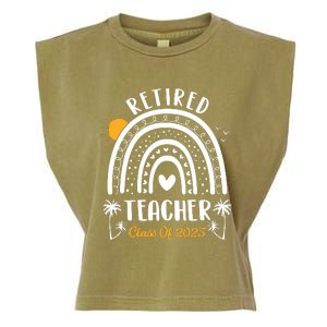 Retired Teacher Class Of 2025 Rainbow Teachers Retirement Garment-Dyed Women's Muscle Tee