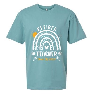 Retired Teacher Class Of 2025 Rainbow Teachers Retirement Sueded Cloud Jersey T-Shirt